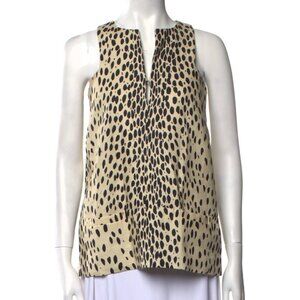 Emerson Fry Linen Animal Print A-line Sleeveless Blouse